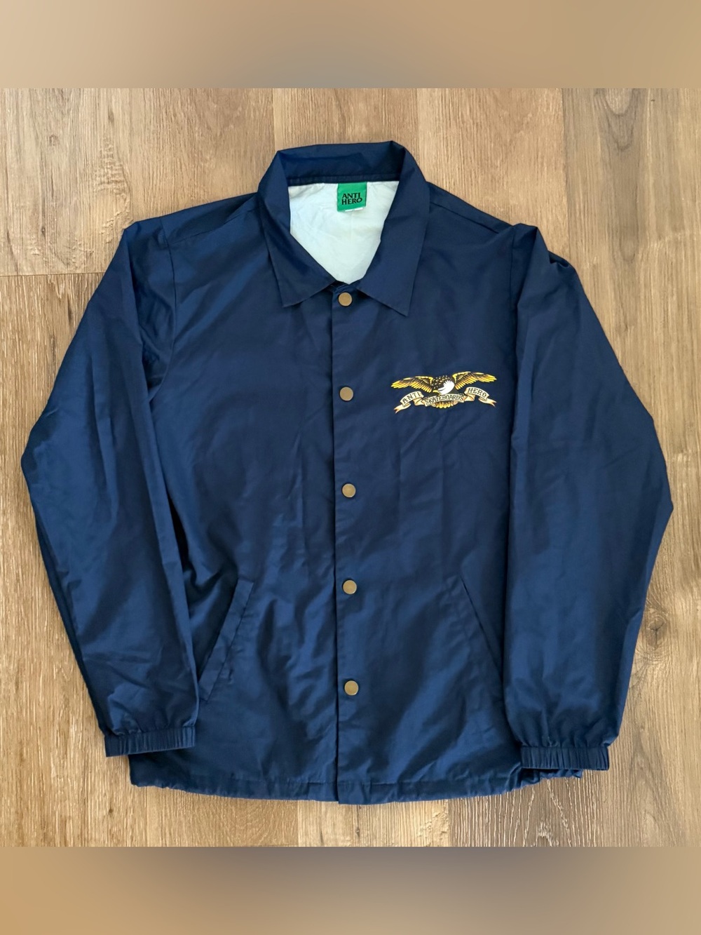 ANTI HERO STOCK EAGLE COACH JACKET NAVY BLUE NYLON WINDBREAKER SKATEBOARD SZ M